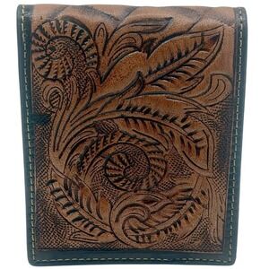 Myra Western Tooled Leather RFID Blocking Bifold Wallet Men NWT